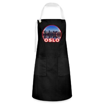 Oslo Skyline Round Logo - Artisan Apron - black/white - Front - Zoe (177cm)