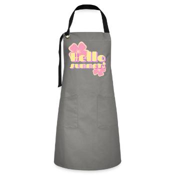 Hello Summer Retro Pastel Flowers - Artisan Apron - grey/black - Front - Zoe (177cm)