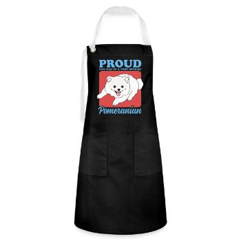 Poméranien Dad Zwergspitz Dog Owner Cadeau - Tablier contrasté - noir/blanc - Devant - Zoe (177cm)