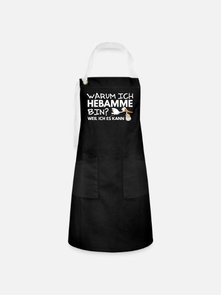 Hebamme Dankeschön Geschenk - Kontrastschürze - Schwarz/Weiß