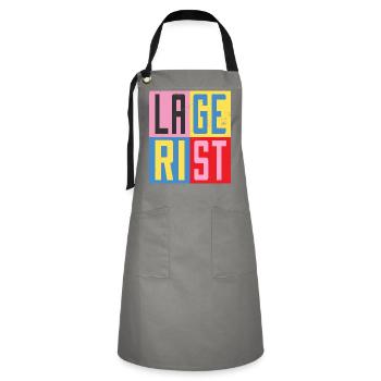 Lagerist Design - Kontrastschürze - Grau/Schwarz - Vorne - Zoe (177cm)
