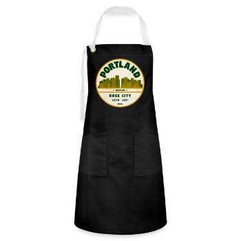 Insigne vintage de Portland Rose City - Tablier contrasté - noir/blanc - Devant - Zoe (177cm)