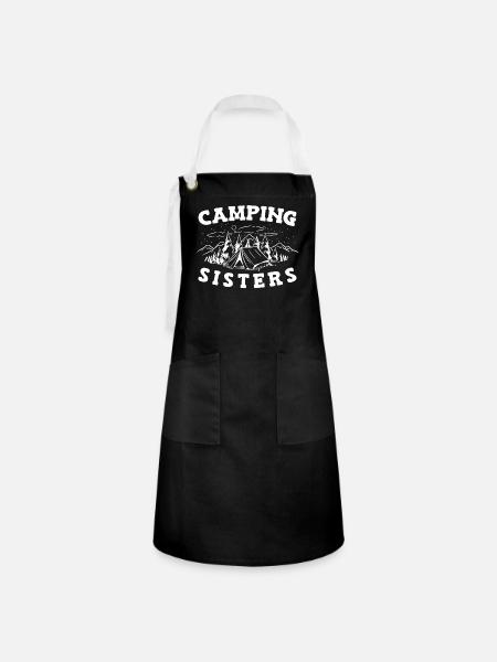 Camping Zelten Wohnmobil - Kontrastschürze - Schwarz/Weiß