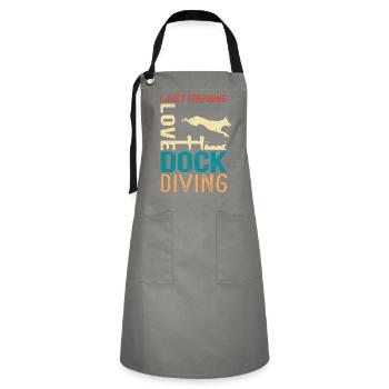 Dock Diving Dog Sports Gift - Artisan Apron - grey/black - Front - Zoe (177cm)