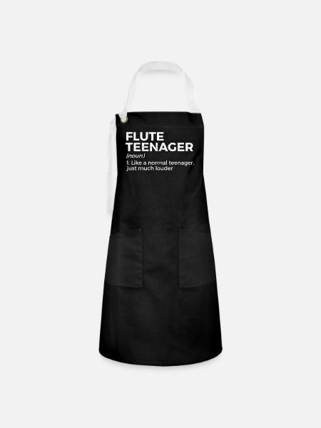 Flöte Querflöte Musiker Blasmusik - Kontrastschürze - Schwarz/Weiß