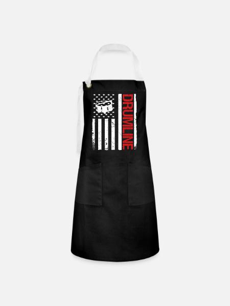 Drumline Trommeln Geschenk - Kontrastschürze - Schwarz/Weiß