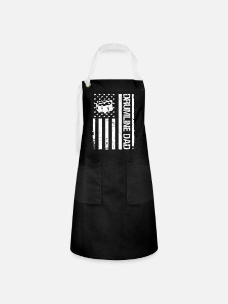 Drumline Trommeln Geschenk - Kontrastschürze - Schwarz/Weiß