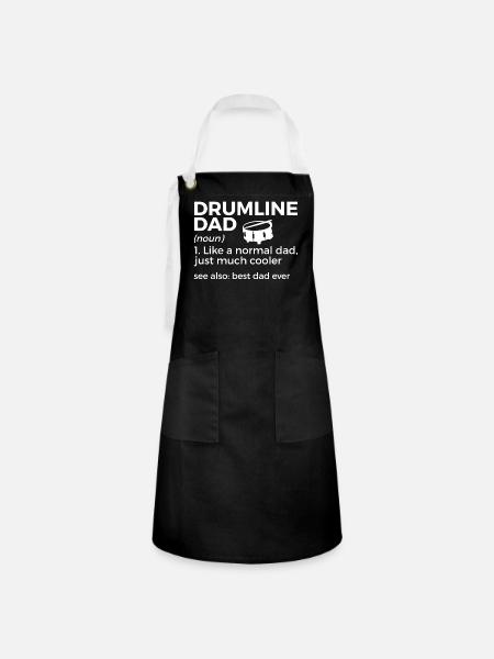 Drumline Trommeln Geschenk - Kontrastschürze - Schwarz/Weiß