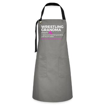 Wrestling - Kontrastschürze - Grau/Schwarz - Vorne - Zoe (177cm)