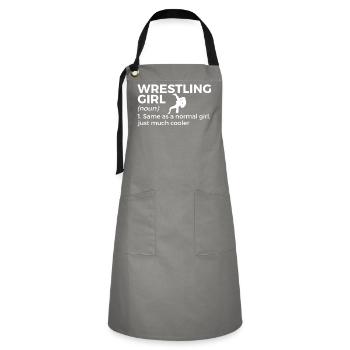 Wrestling - Kontrastschürze - Grau/Schwarz - Vorne - Zoe (177cm)