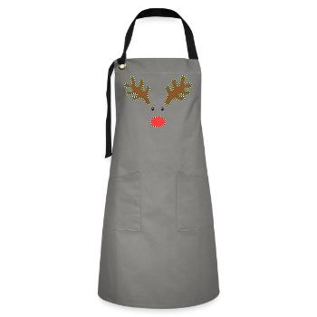 Christmas Rudolph Reindeer - Artisan Apron - grey/black - Front - Zoe (177cm)