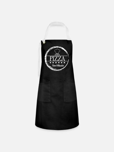 Pizza, Pizzabäcker, Meister - Kontrastschürze - Schwarz/Weiß
