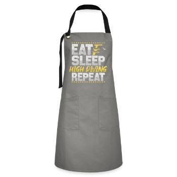 Turmspringen Eat Sleep Repeat Schwimmen Hobby - Kontrastschürze - Grau/Schwarz - Vorne - Zoe (177cm)