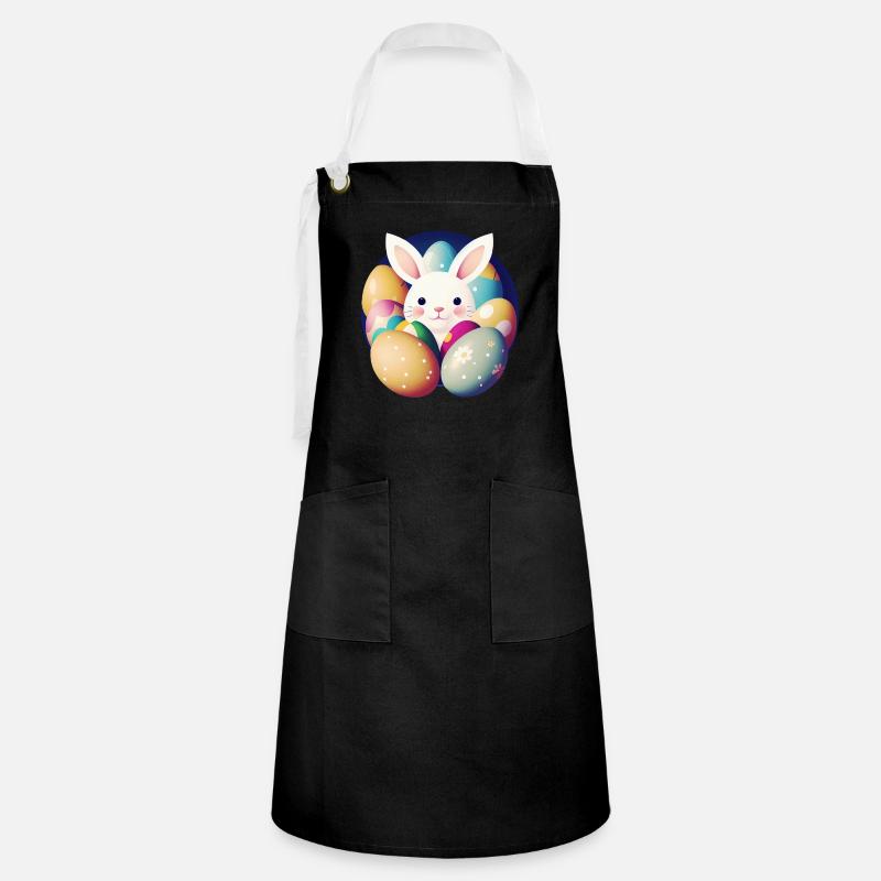 Easter bunny with Easter eggs - Artisan Apron - black/white