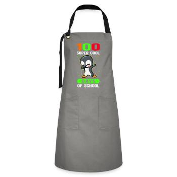 100 Schultage Schulkinder Schule Geschenk - Kontrastschürze - Grau/Schwarz - Vorne - Zoe (177cm)