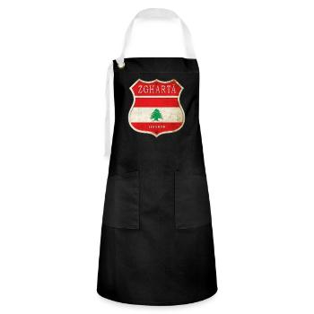 Zgharta Liban Armoiries Drapeaux Design - Tablier contrasté - noir/blanc - Devant - Zoe (177cm)