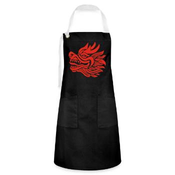 Chinese Dragon Head (Red) - Artisan Apron - black/white - Front - Zoe (177cm)