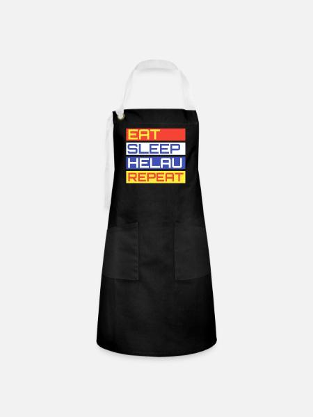 EAT SLEEP HELAU REPEAT Design - Kontrastschürze - Schwarz/Weiß