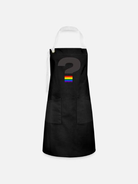 Pride-Fragezeichen-Grafik - Kontrastschürze - Schwarz/Weiß