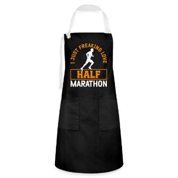 Demi-marathon Cadeau pour coureur de semi-marathon - Tablier contrasté - noir/blanc - Devant - Zoe (177cm)