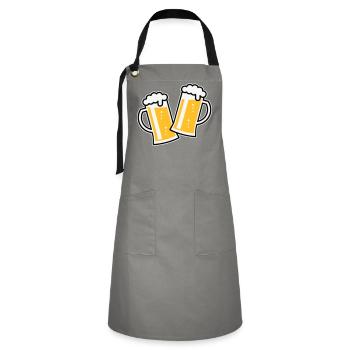 2 chopes à bière Toast (bière / chope à bière / 3C) - Tablier contrasté - gris/noir - Devant - Zoe (177cm)