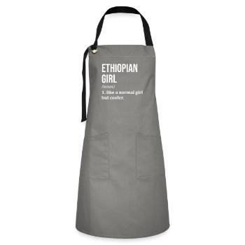 Äthiopien - Kontrastschürze - Grau/Schwarz - Vorne - Zoe (177cm)