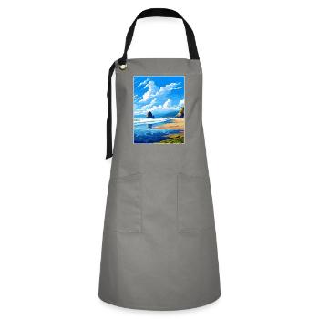 Cannon Beach Oregon Affiche de voyage vintage souvenir - Tablier contrasté - gris/noir - Devant - Zoe (177cm)