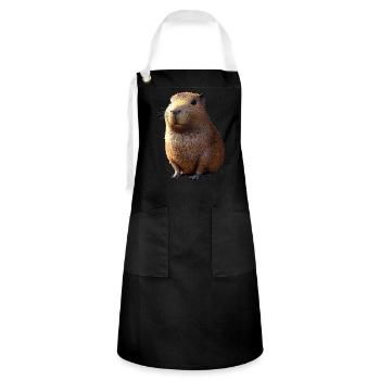 Capybara Be Capy Wasserschwein Lustiges Capybara - Kontrastschürze - Schwarz/Weiß - Vorne - Zoe (177cm)