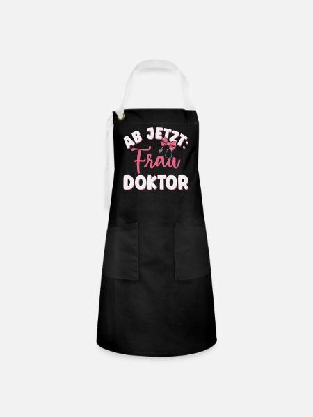 Ärztin Frau Doktor - Kontrastschürze - Schwarz/Weiß