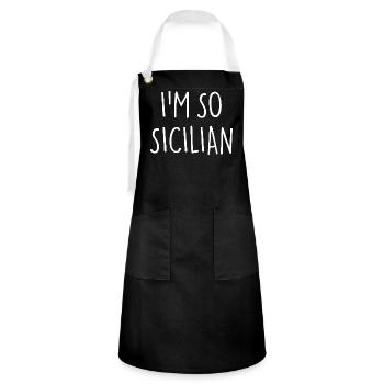 I'M SO SICILIAN Sizilianer Sizilien - Kontrastschürze - Schwarz/Weiß - Vorne - Zoe (177cm)