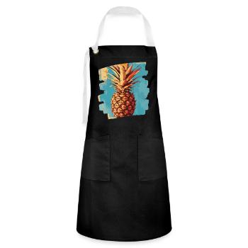 Ananas - Kontrastschürze - Schwarz/Weiß - Vorne - Zoe (177cm)
