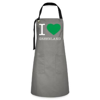 I LOVE GREENLAND Grönland - Kontrastschürze - Grau/Schwarz - Vorne - Zoe (177cm)