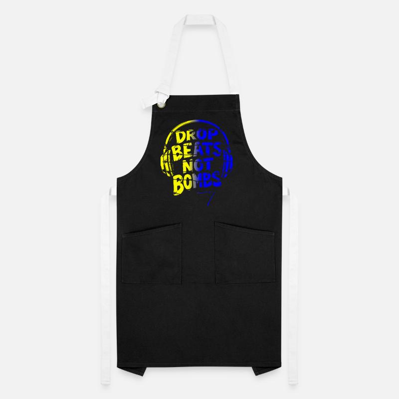 Drop Beats Not Bombs yellow blue Kontrastschürze