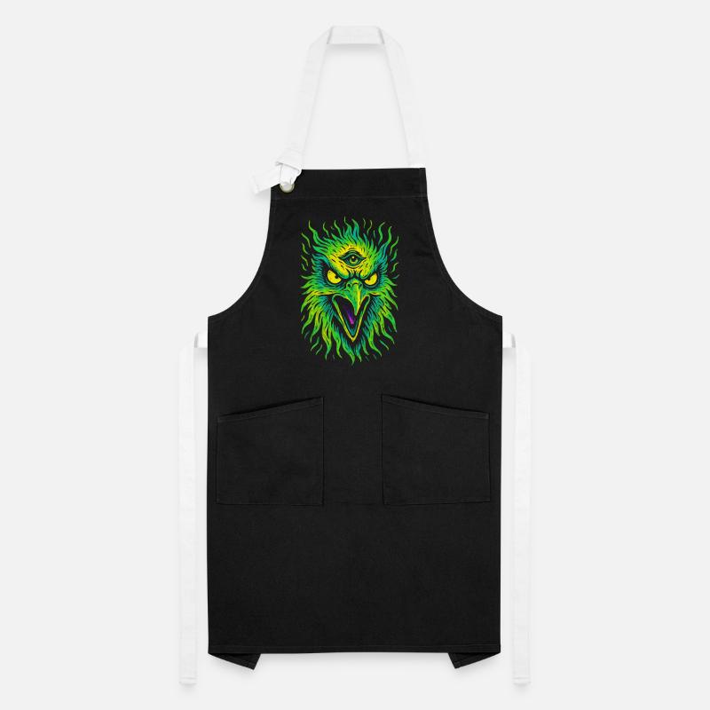 Psycho Bird with Third Eye Neon Eagle Artisan Apron