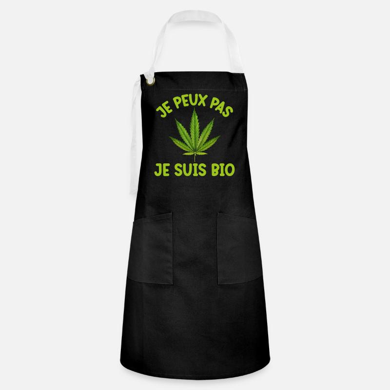 Canna Bio Message T-shirt - Tablier contrasté - noir/blanc
