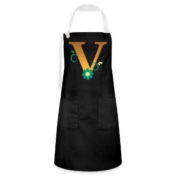 V - Kontrastschürze - Schwarz/Weiß - Vorne - Zoe (177cm)