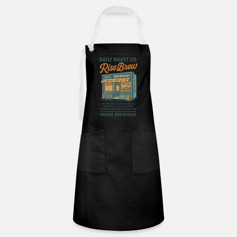 Rise & Brew Design de café urbain - Tablier contrasté - noir/blanc