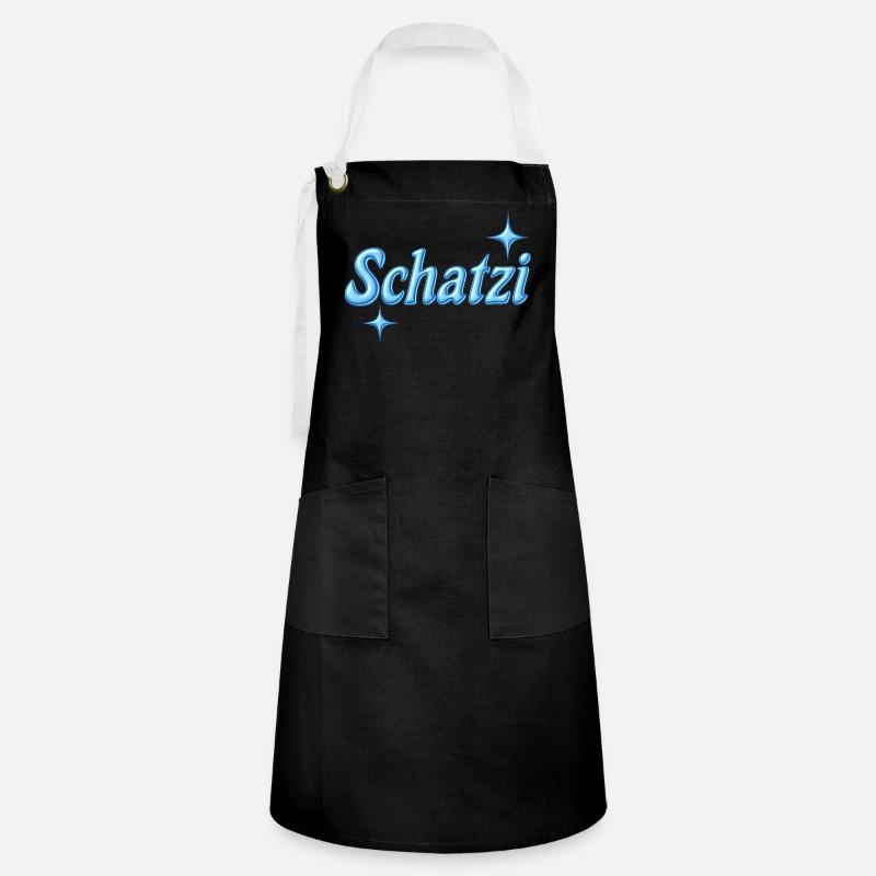 schatzi / Y2K design / blue - Artisan Apron - black/white