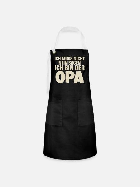 Opa - Kontrastschürze - Schwarz/Weiß