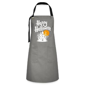Joyeux halloween - Tablier contrasté - gris/noir - Devant - Zoe (177cm)