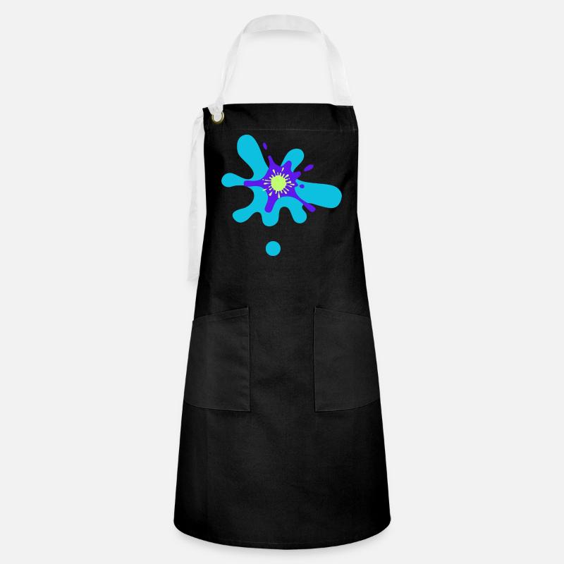 Abstract Color Strike Pattern - Artisan Apron - black/white