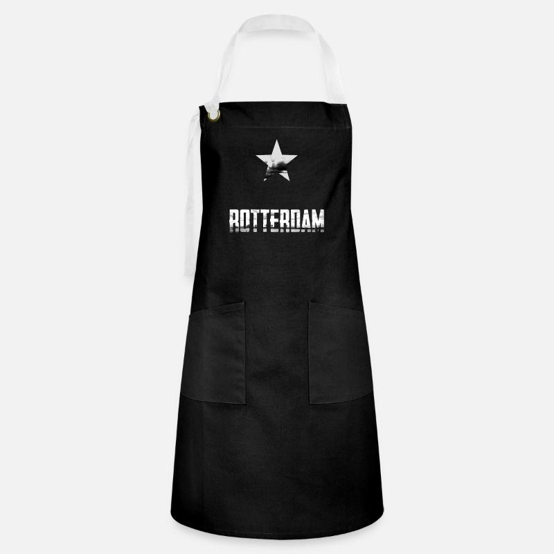 Rotterdam Star Distressed Print - Artisan Apron - black/white