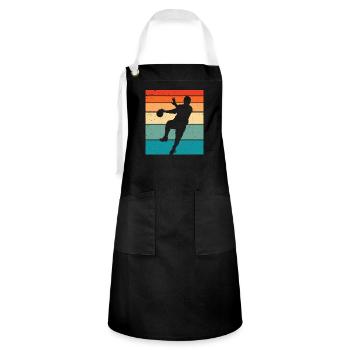 Retro Handball Handball Player - Artisan Apron - black/white - Front - Zoe (177cm)