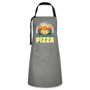 Pizza Träumer Retro Motiv - Kontrastschürze - Grau/Schwarz - Vorne - Zoe (177cm)