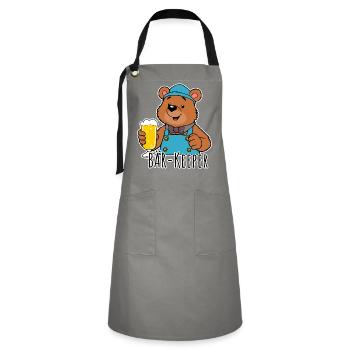 The bear keeper has a cold beer for you! - Artisan Apron - grey/black - Front - Zoe (177cm)