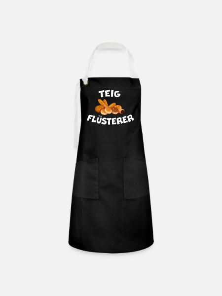 TEIGFLÜSTERER Bäcker Spruch Brot backen - Kontrastschürze - Schwarz/Weiß