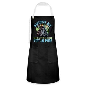 Birthday Gamer VR - Kontrastschürze - Schwarz/Weiß - Vorne - Zoe (177cm)