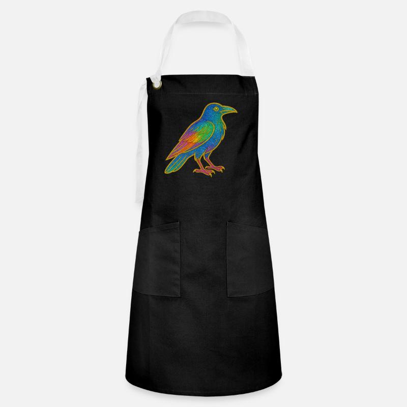 Conception de patch de corbeau arc-en-ciel - Tablier contrasté - noir/blanc