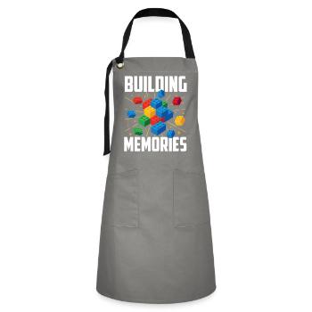 Building Memories Brick Builder Block Building - Kontrastschürze - Grau/Schwarz - Vorne - Zoe (177cm)