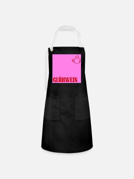 Glühwein Weihnachten - Kontrastschürze - Schwarz/Weiß
